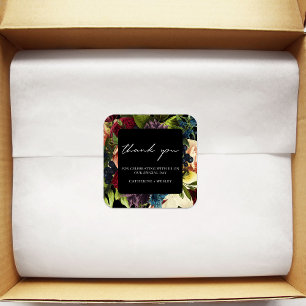 Black Moody Floral Burgundy Wedding  Square Sticker