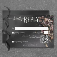 Black Moody Gothic Flowers & Mist QR Code