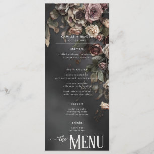 Black Moody Gothic Flowers & Mist Wedding Menu