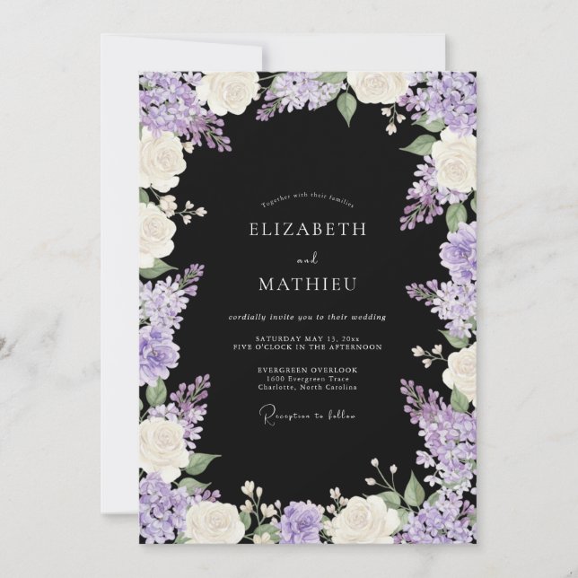 Black Moody Spring Wedding Invitation (Front)