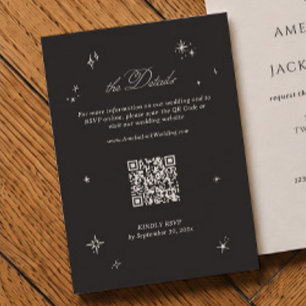 Black Moody Wedding Details Qr Code Enclosure Card