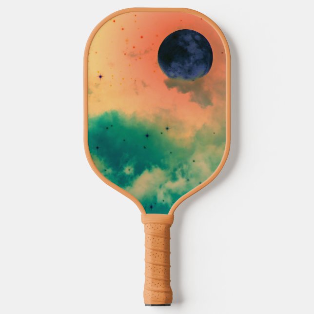 BLACK MOON AND GREEN CLOUDS PICKLEBALL PADDLE (Front)