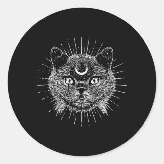 Black Moon Cat Goth Fashion Witchcraft Halloween Classic Round Sticker