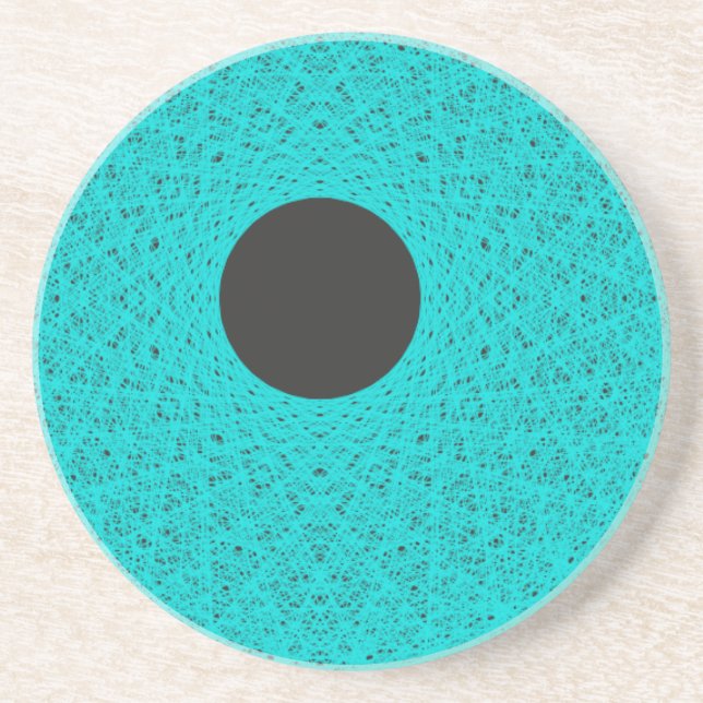 black moon radiating ice blue light coaster (Front)