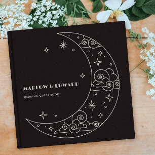 Black Moon & Stars Celestial Wedding Guest Book