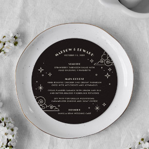 Black Moon & Stars Celestial Wedding Menu Card
