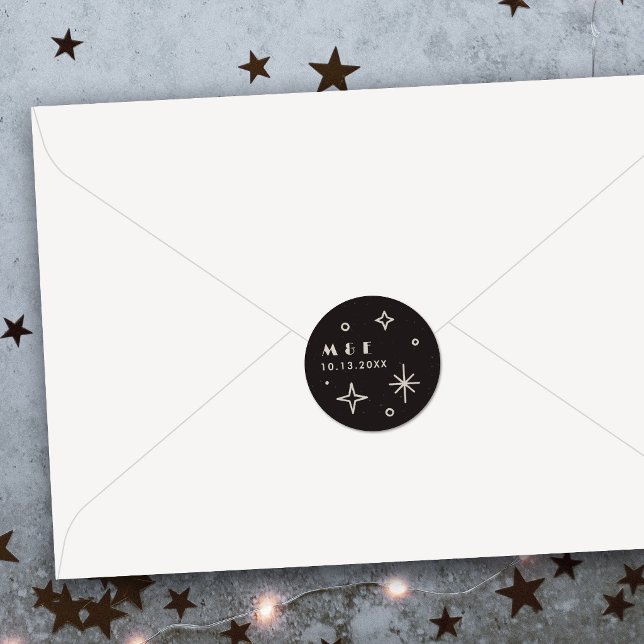 Black Moon & Stars Celestial Wedding Sticker (Creator Uploaded)