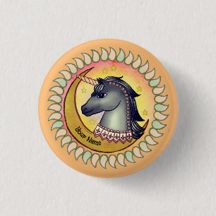 Black  Moon Unicorn 3 Cm Round Badge