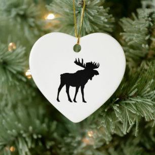 Black Moose Christmas Art Ceramic Ornament
