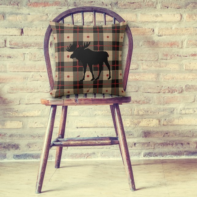 Black Moose on Buffalo Plaid Pattern Cushion (Creator Uploaded)