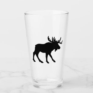 Black Moose Silhouette Glass