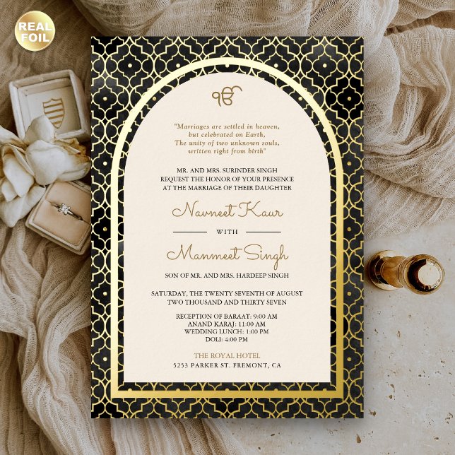 Black Moroccan Pattern Sikh Arch Wedding Gold (Creator Uploaded)