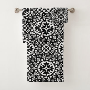 Black Moroccan Tile Pattern Bath Towel Set
