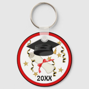 Black Mortar and Diploma Graduation Key Ring