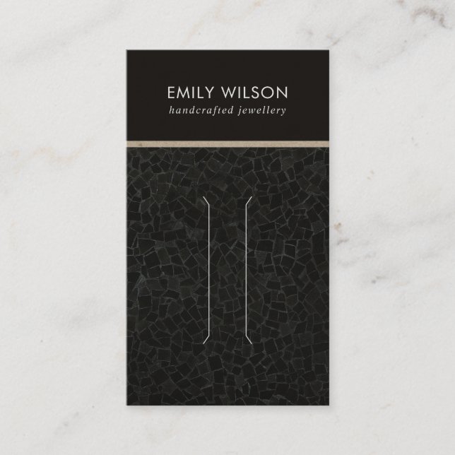 BLACK MOSAIC TEXTURE HAIR CLIP DISPLAY CARD (Front)