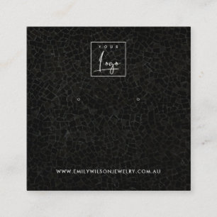 BLACK MOSAIC TEXTURE STUD EARRING DISPLAY CARD