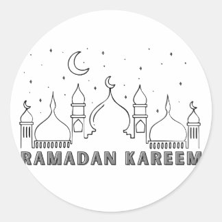 Black Mosque Ramadan Kareem Classic Round Sticker
