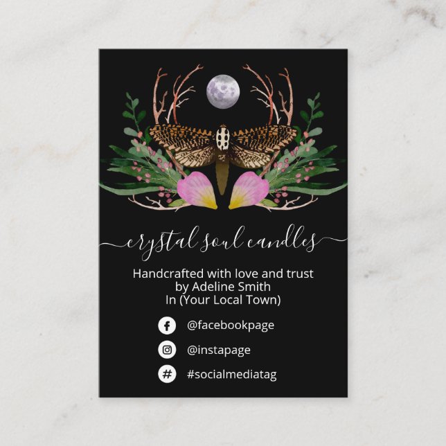 Black Moth Moon Spell Jar Kit Business Card (Front)