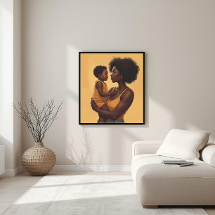 Black Mother and Child Line Art Poster