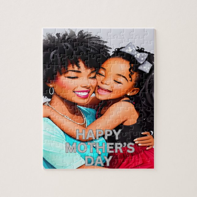 Black Mother and Daughter Mother's Day Puzzle Gift (Vertical)