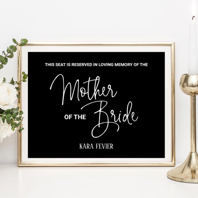 Black Mother Bride Reserved Seat Memorial Wedding Poster (Creator Uploaded)