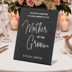 Black Mother Groom Memorial Chair Reserved Wedding Pedestal Sign
