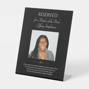 Black Mother of Bride Photo Wedding Memorial Chair Pedestal Sign