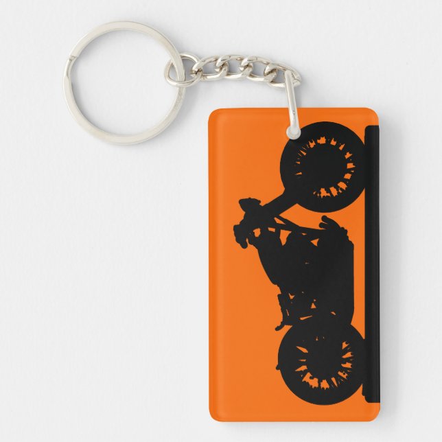 Black Motorcycle Orange Key Ring (Front)