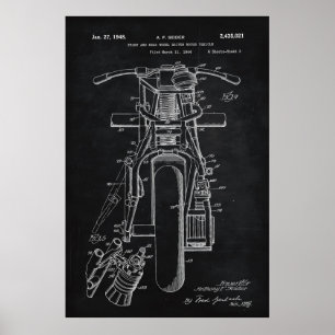 Black Motorcycles Patent Poster