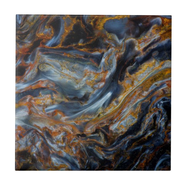 Black Mottled Pietersite Ceramic Tile (Front)