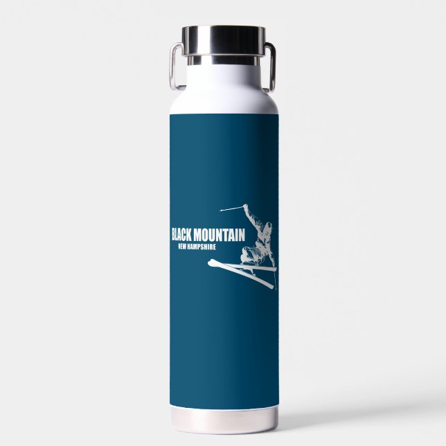 Black Mountain New Hampshire Skier Water Bottle (Front)