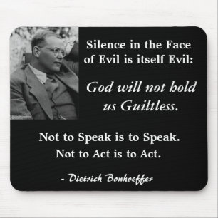 Black Mouse Pad-Bonhoeffer-SilenceintheFaceofEvil Mouse Pad