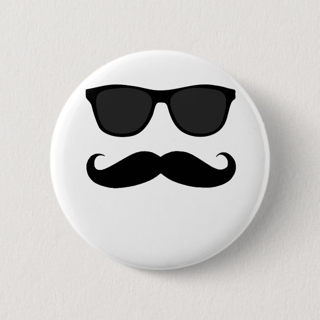 Black Moustache and Sunglasses Humour Gift 6 Cm Round Badge (Front)