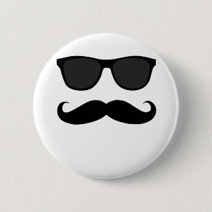 Black Moustache and Sunglasses Humour Gift 6 Cm Round Badge