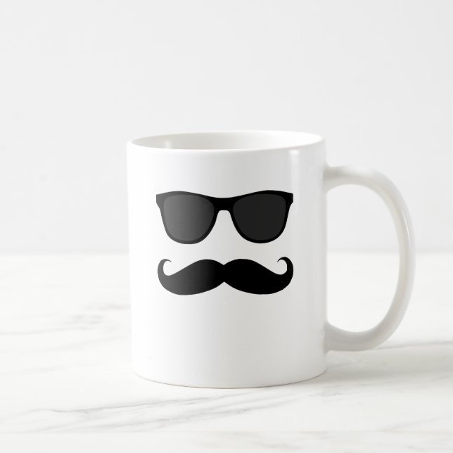 Black Moustache and Sunglasses Humour Gift Coffee Mug (Right)