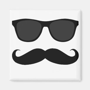Black Moustache and Sunglasses Humour Gift Magnet