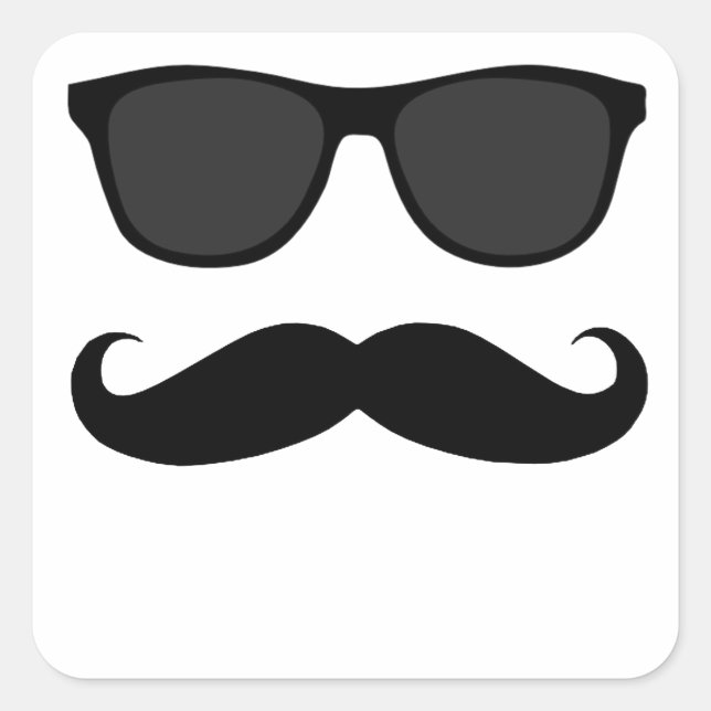 Black Moustache and Sunglasses Humour Gift Square Sticker (Front)