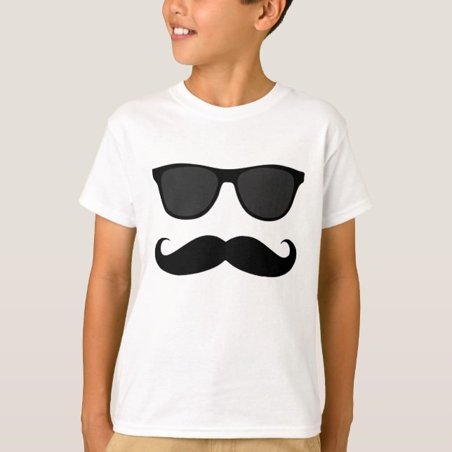 Black Moustache and Sunglasses Humour Gift T-Shirt (Front)