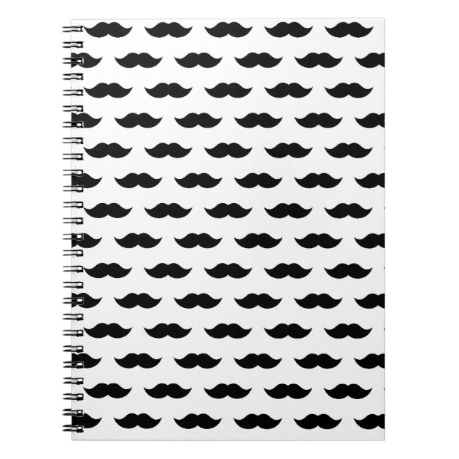 Black Moustache Background Notebook (Front)