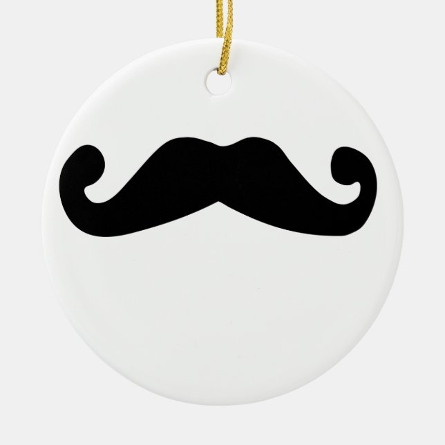 black moustache ceramic tree decoration (Front)