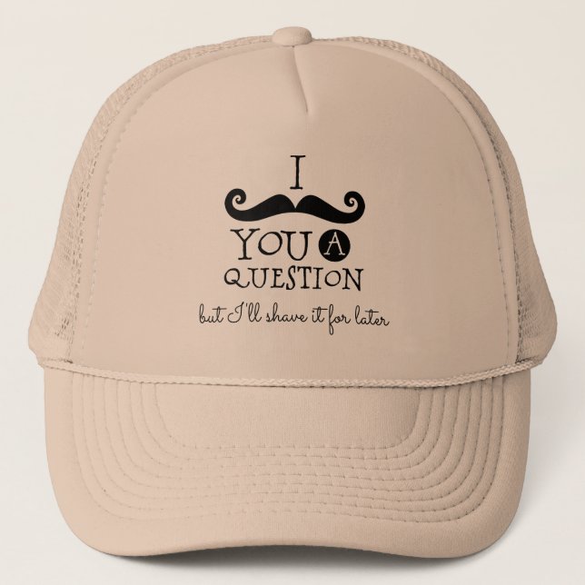 Black Moustache Humour Trucker Hat (Front)