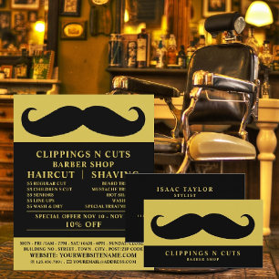 Black Moustache, Men's Barbers Advertising Flyer