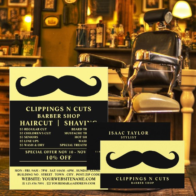 Black Moustache, Men's Barbers Advertising Flyer (Creator Uploaded)
