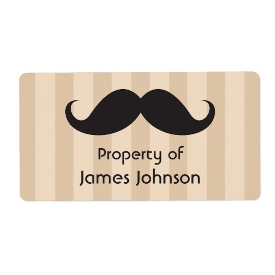 Black moustache on brown stripes property labels