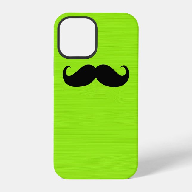 Black Moustache on Lime Background iPhone Case (Back)