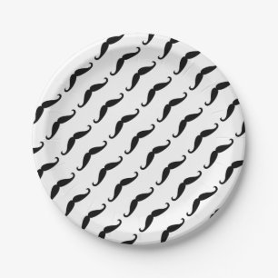 Black moustache paper plate