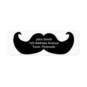 Black Moustache Return Address Label