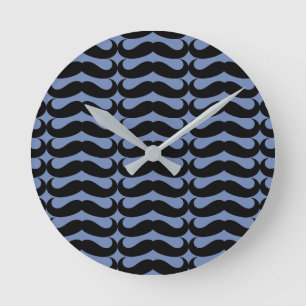 Black Moustache Round Clock