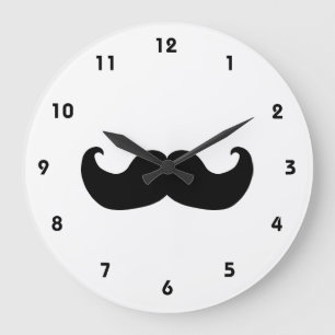 Black Moustache wall clock with numbers