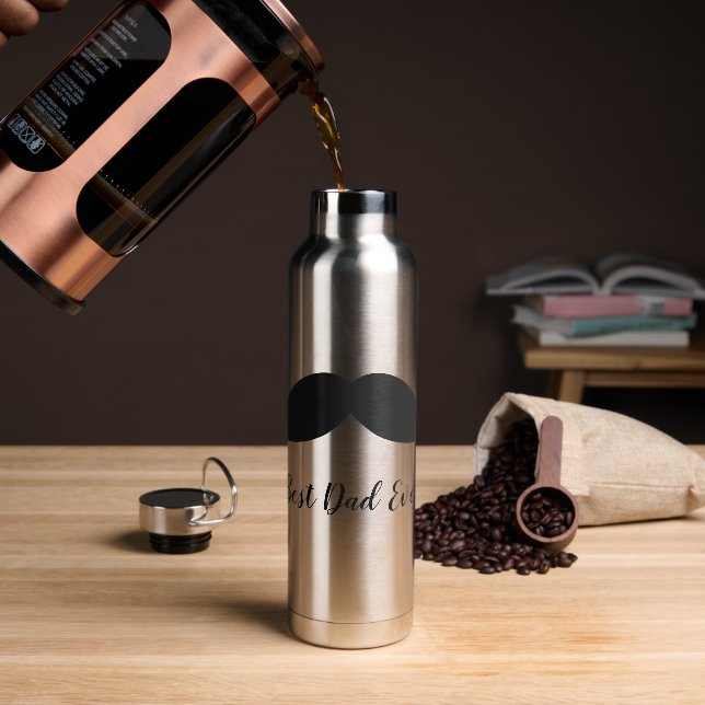 Black Moustache  Water Bottle (Coffee)